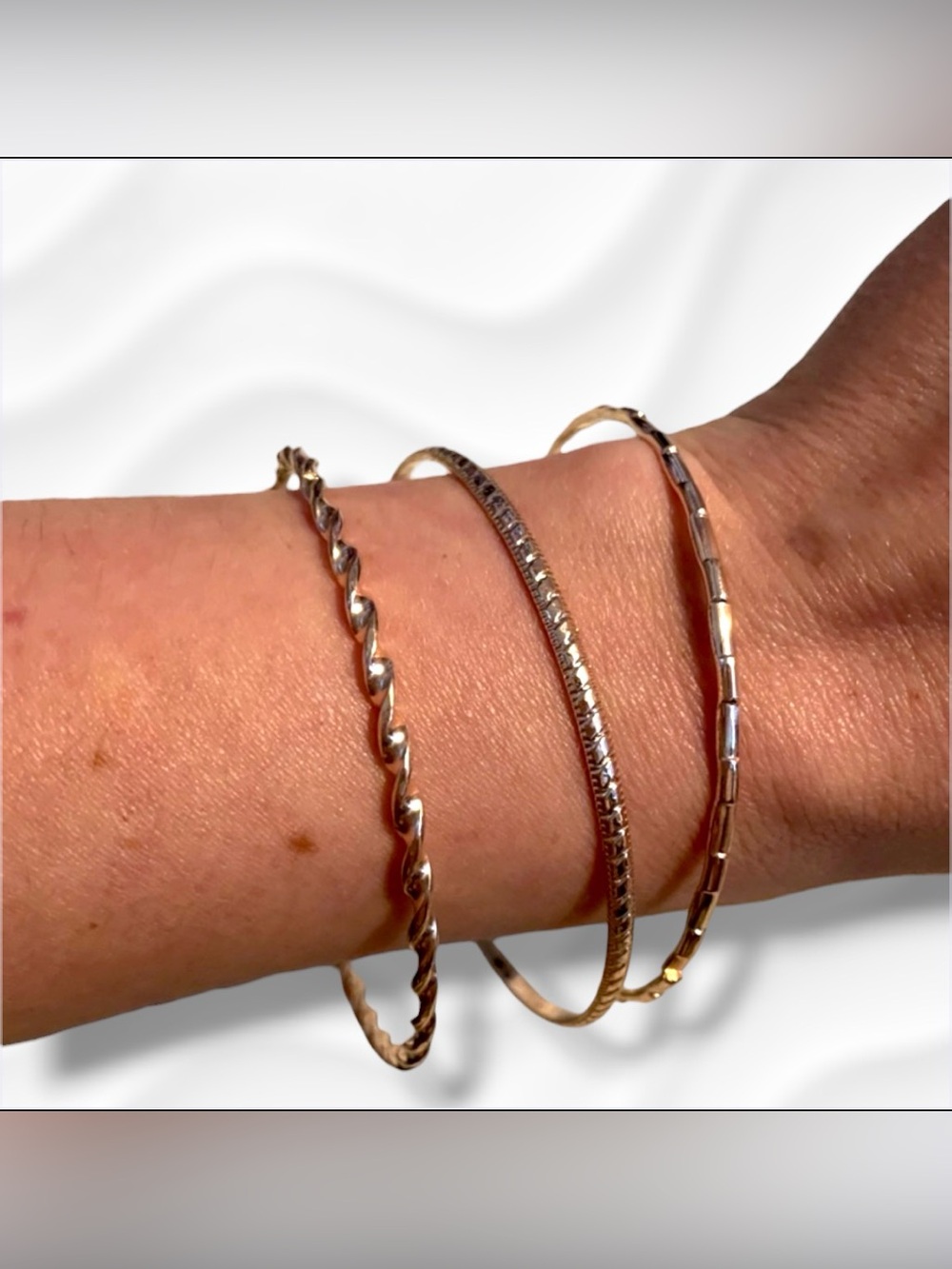 NWOT Set of 3 Rose Gold Mixed Texture Stackable Bangle Bracelets